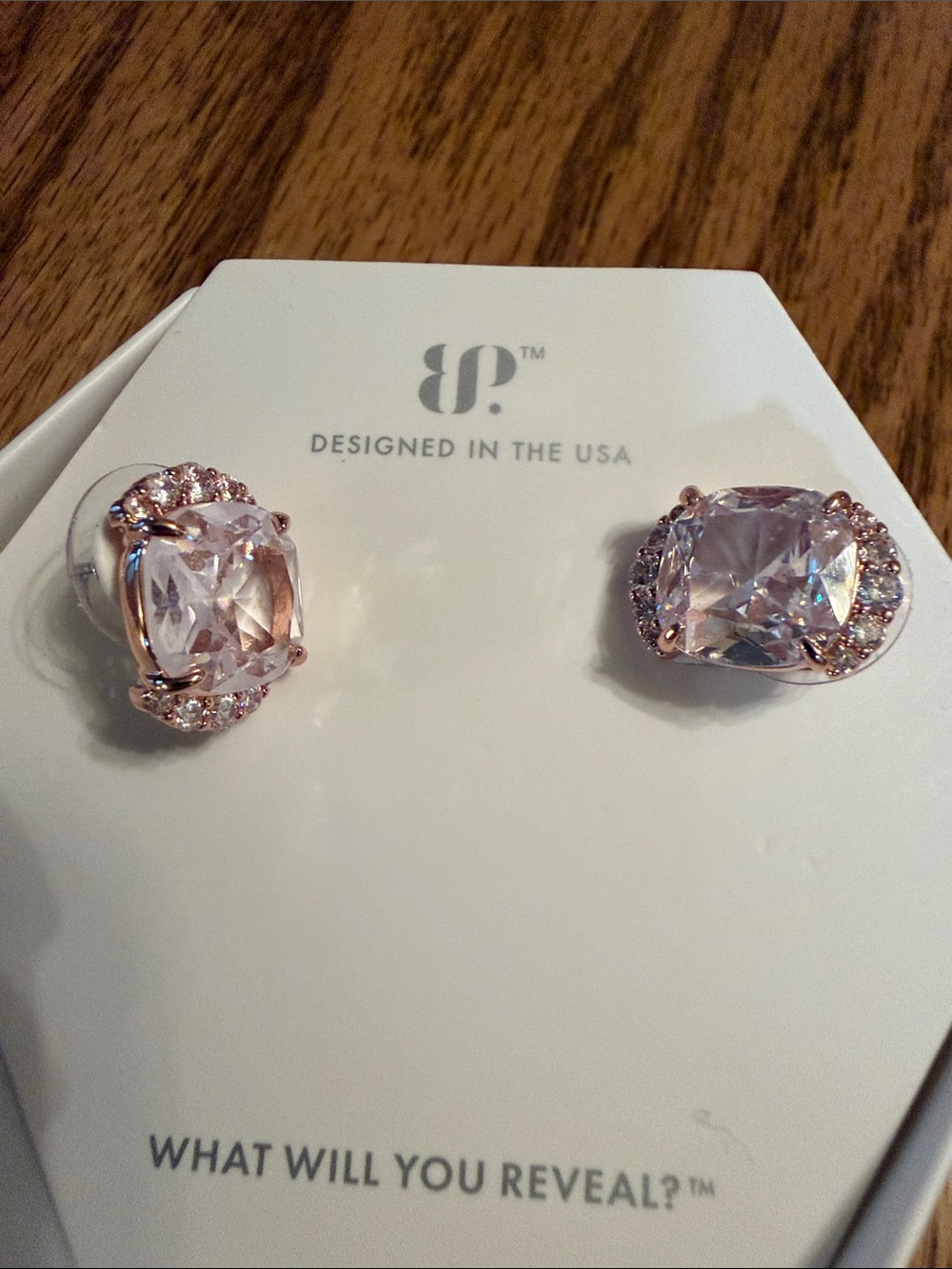 Rose Gold Pink Cushion Halo Stud Earrings